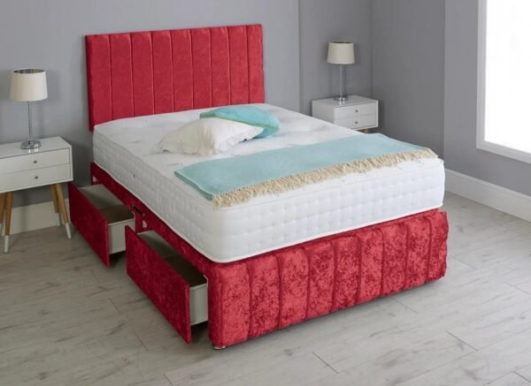 Crimson Red Divan Bed -End Lift Ottoman Base